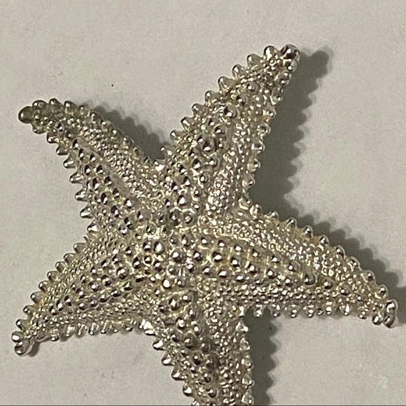 Vintage Star Fish Silver Tone Beach Brooch Pin 70’s MCM Mid Century Modern - Picture 8 of 8